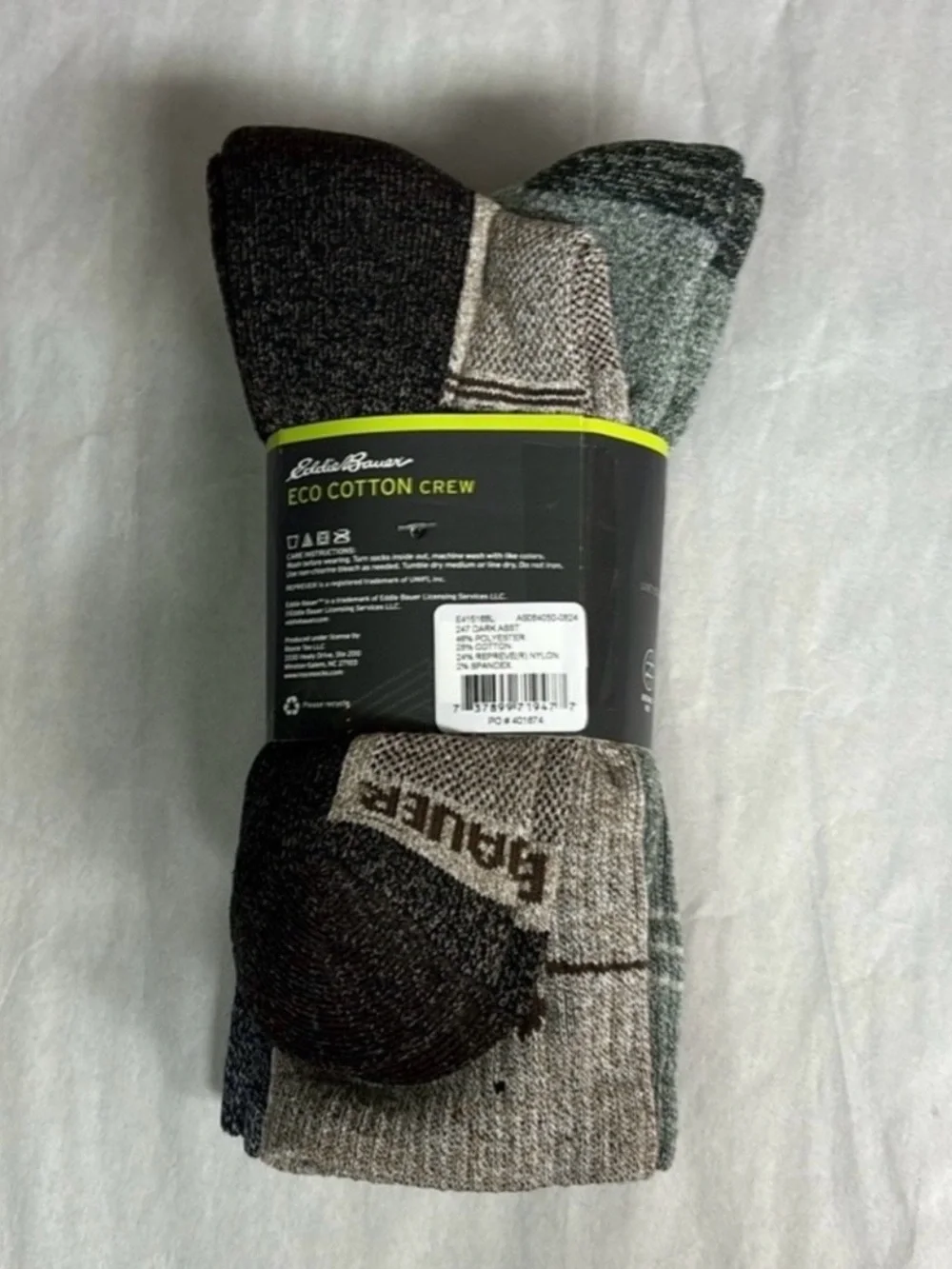 New Eddie Bauer Socks Men’s 4 Pair Multicolor Eco Cotton Crew Outdoors Casual